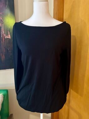 Women's Black Cape-Sleeve Boatneck Top